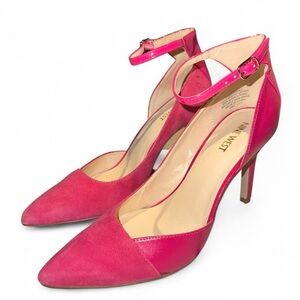 Nine West Hot Pink Pointed-Toe Ankle-Strap Heels